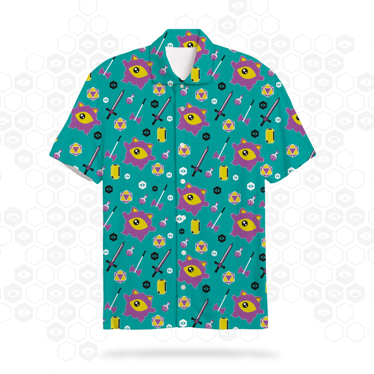 i71 Kawaii Eye Hawaiian Shirt - Teal – Insomnia Gaming Festival Merchandise